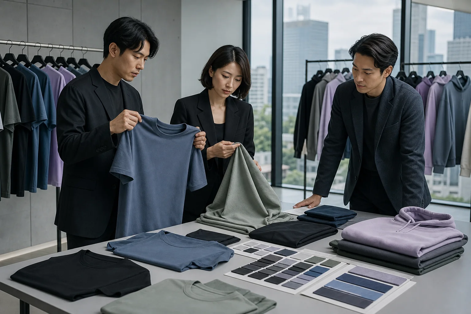 Custom Shorts Manufacturer in Japan buyers reviewing locally relevant T-shirt fits and colors