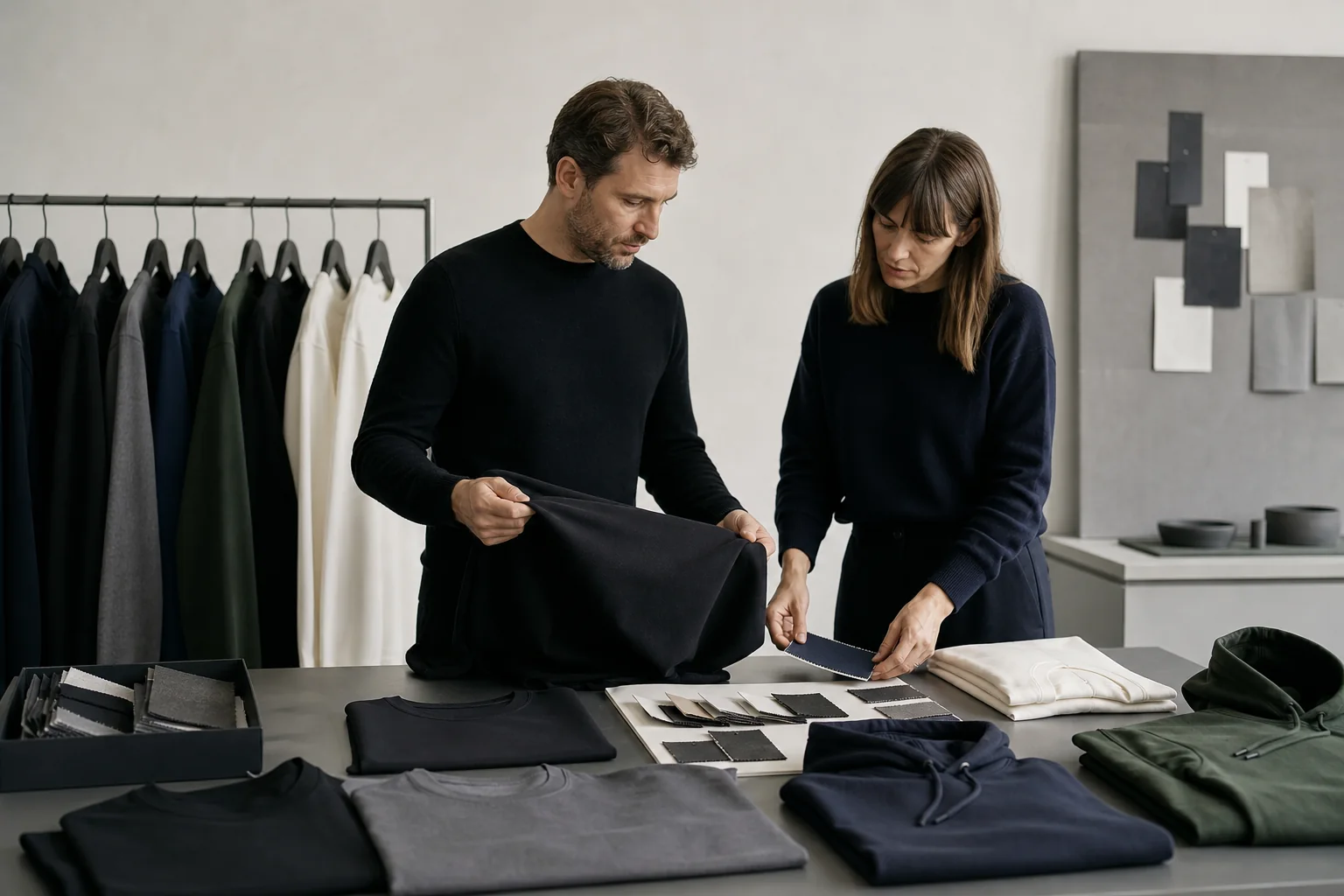 Private Label Apparel Manufacturer in Germany buyers reviewing locally relevant T-shirt fits and colors