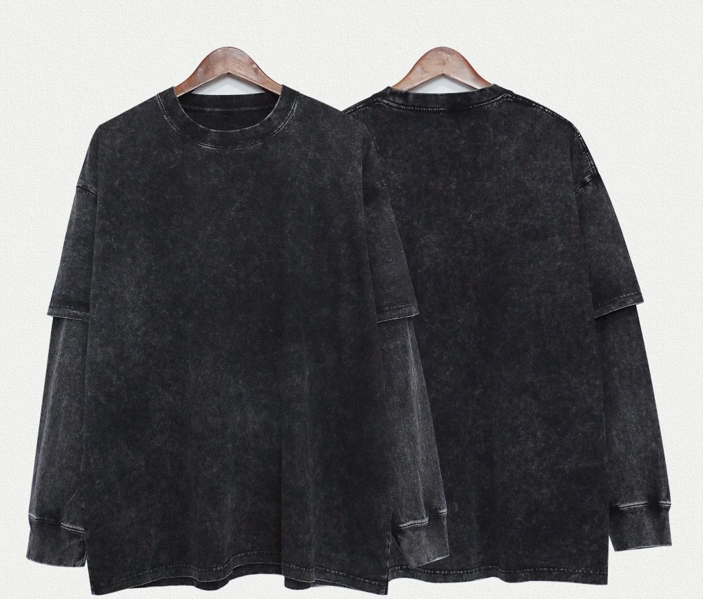 240gsm washed layered лонгслив футболка